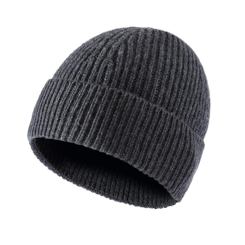 100% pure wool knitted hat thermal pullover hat autumn and winter new versatile fashion cold hat ear protector wool hat