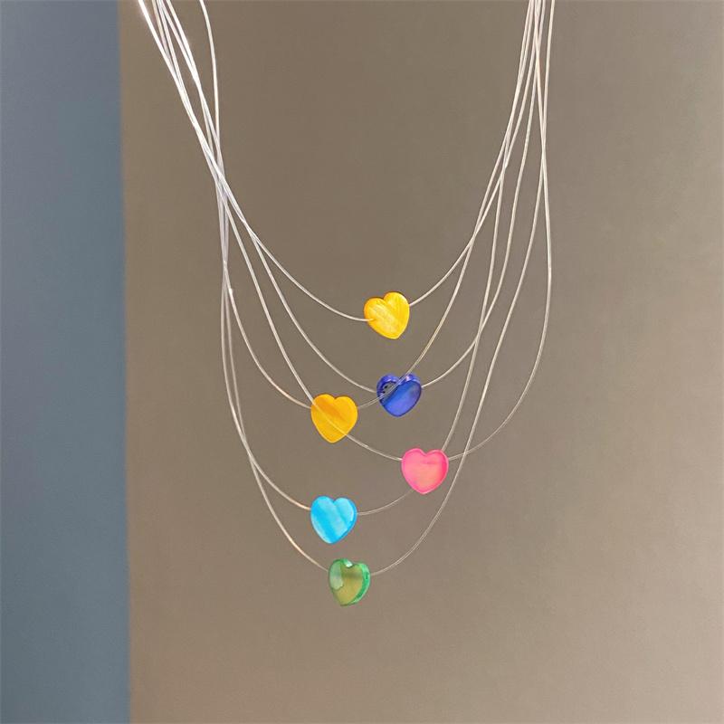 

Boho Colorful Shell Heart Beaded Necklace For Women Girls Lovely Zircon Accessories Gifts For Lover