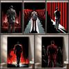 Mysterious Elegance Man Canvas Painting Red Suit Against Black Background Art Graffiti Poster Prints Modern Living Room Home Office Pictures Decor