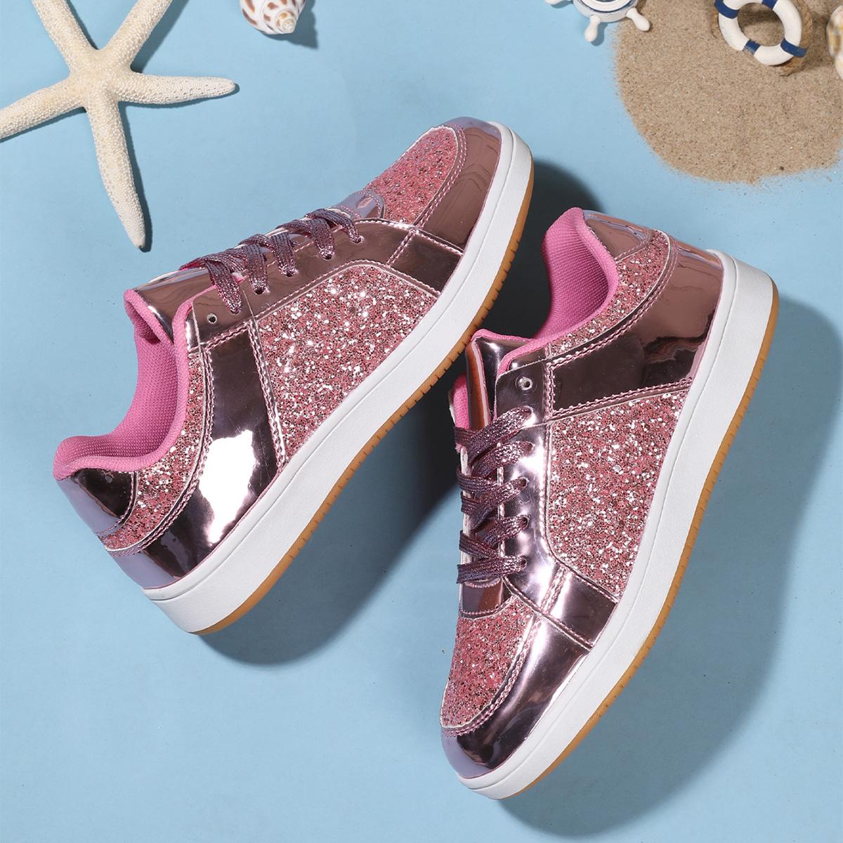 

Fashion Fashion Sneakers Women Trend 2025 Spring Autumn Platform Lace Up Rhinestone Casual Shoes Designer Shiny Ladies Shoes Plus Size 35