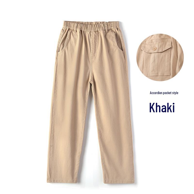 Khaki School Uniform Pants for Primary and Middle School: Boys' Spring/Autumn Cotton Casual Pants & Girls' Stretch Cotton Long Pants