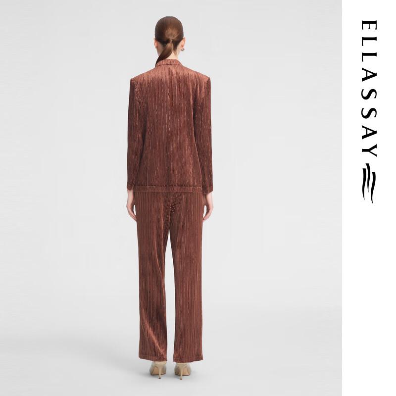 ELLASSAY Women's Classic Retro Velvet Straight Leg Casual Pants