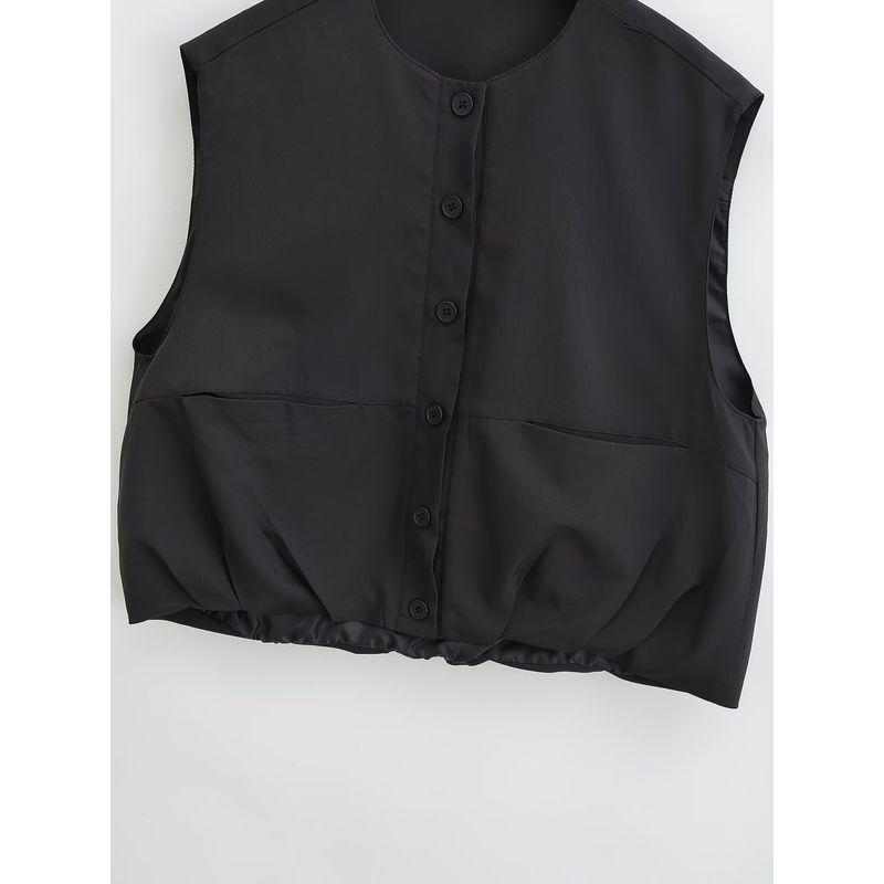 Kaslead New Arrival Women's Fashion Style Fashion Casual Easiest for Match Black Suit Sleeveless Vest Waistcoat