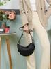 Trendy Lychee Grain French Crescent Crossbody Bag - High-End Fashionable Saddle Design