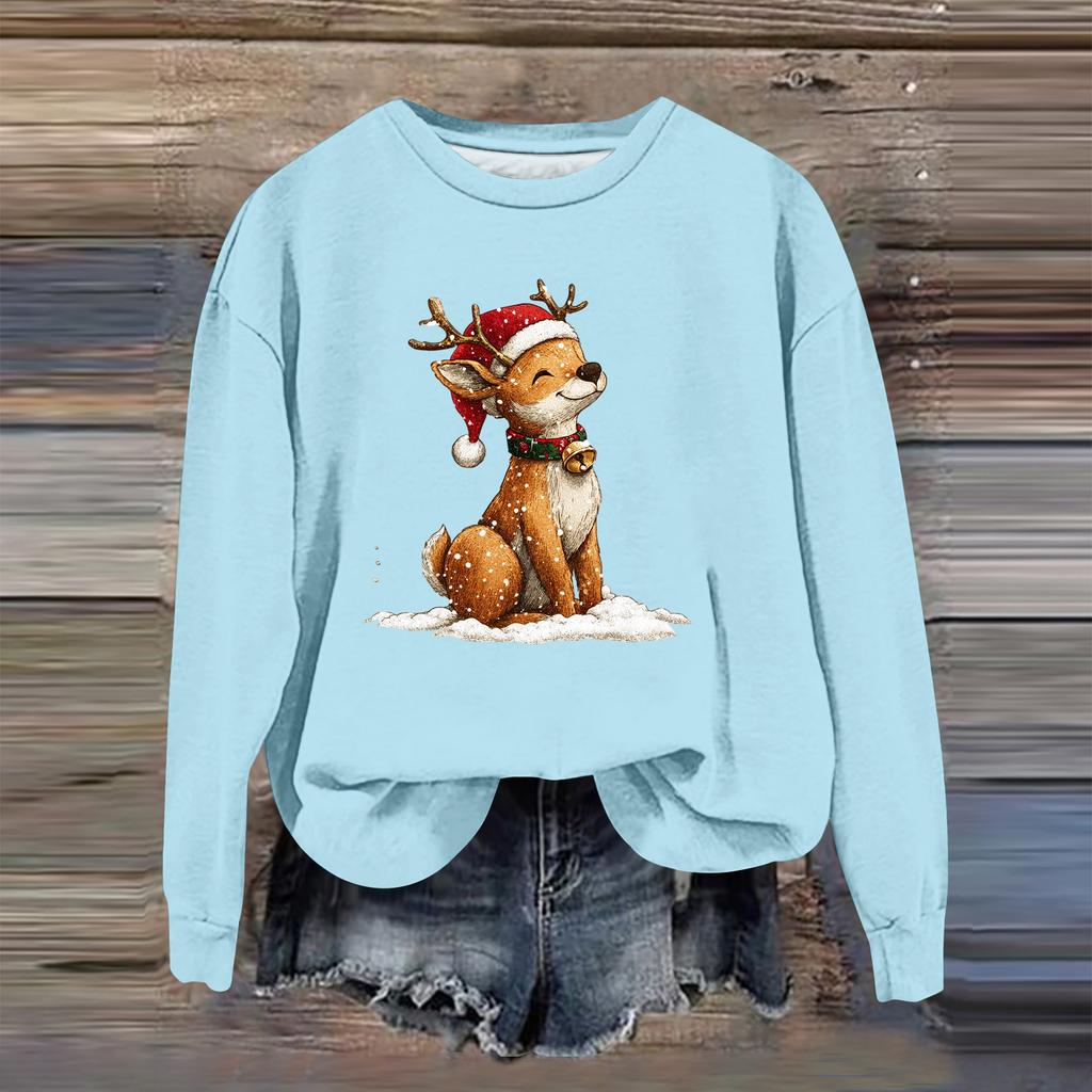 Women's Fashion Casual Long Sleeve Loose Christmas Printed Sweatshirt