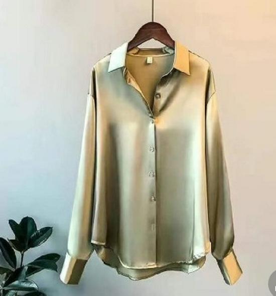 Women's Vintage Drape Long-Sleeve Satin Shirt 2025 – Versatile Retro Hong Kong Style for Spring & Autumn