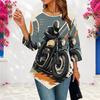 Womens Plus Size Three Quarter Sleeve Blouse Pointed Hem Breathable Loose Casual Daily Activity Top