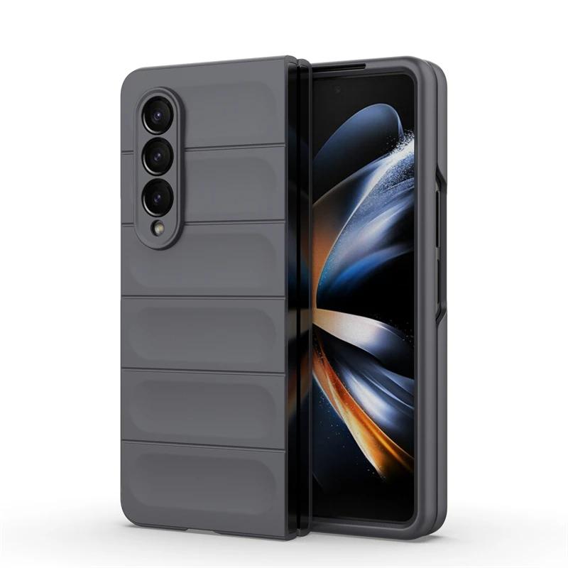 For Samsung Galaxy Z Fold4 3 5 5g Back Cover Phone Case Soft Liquid Silicone Anti-fall Shockproof Armor Protect Funda Coque