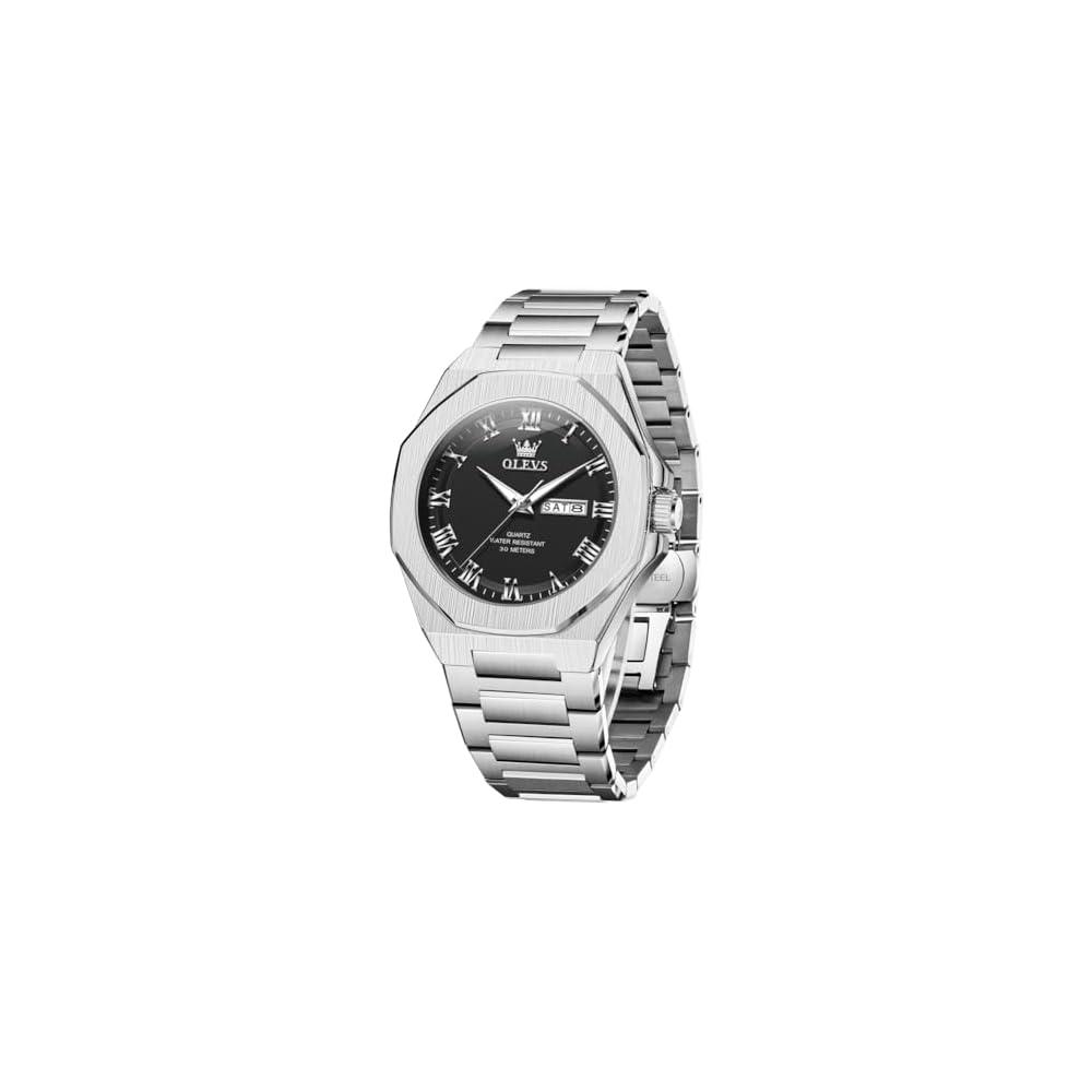 OLEVS Men s Square Business Watch Black Waterproof Quartz with Luminous Display and Date Function