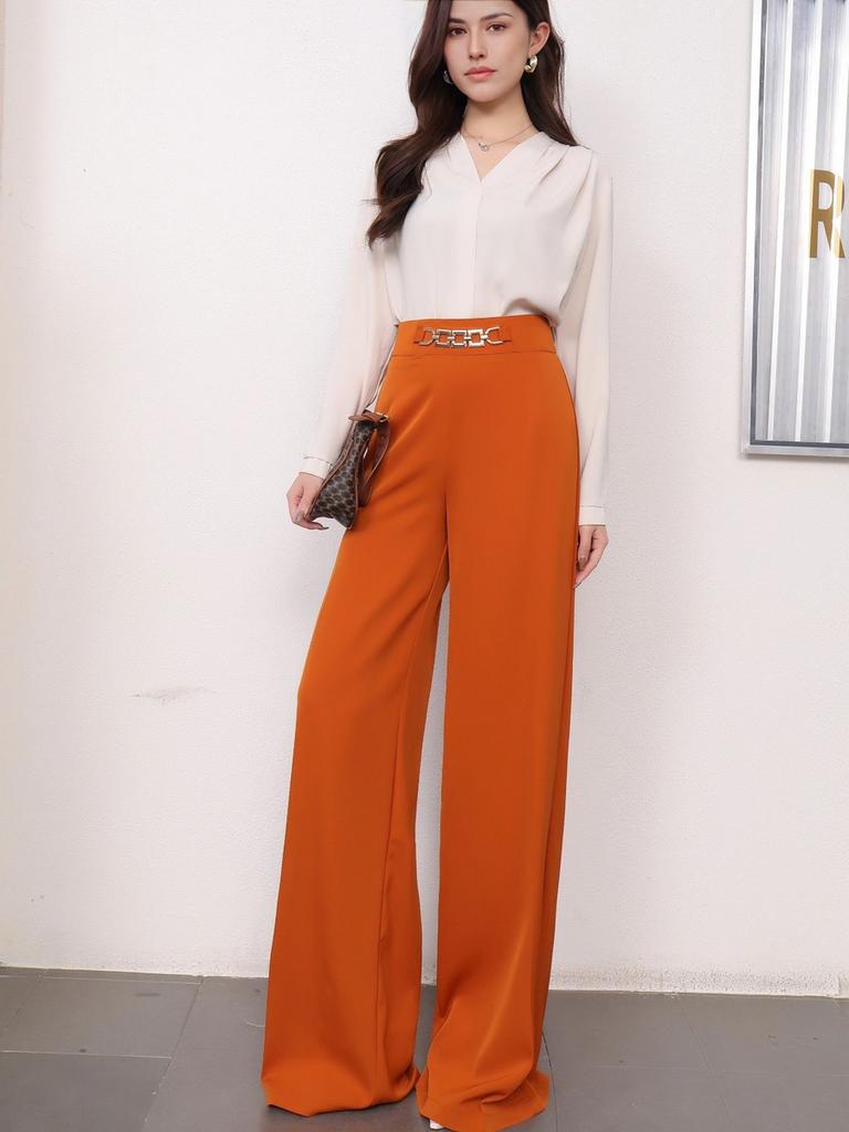 Women's New Imported Bestseller Solid Color Draped Wide Leg Pants Formal Trousers for Women