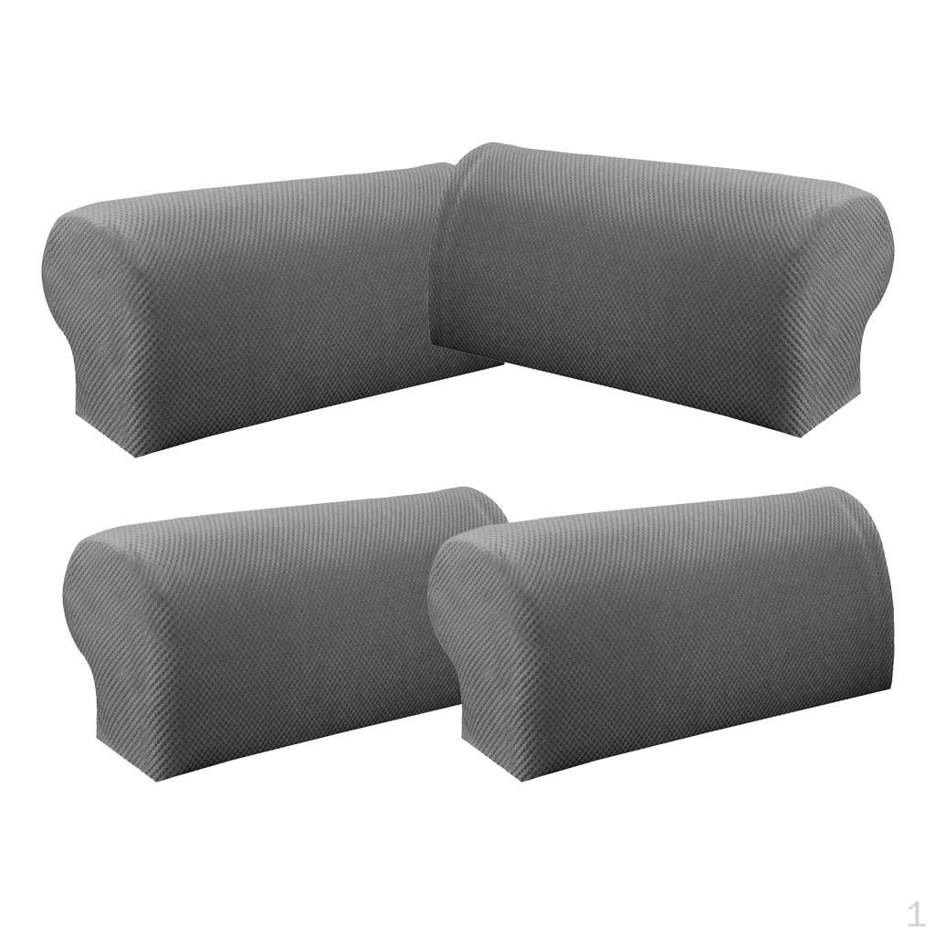 

2 пары эластичных чехлов для подлокотников дивана, чехлы для рук, растягиваются по размеру серый