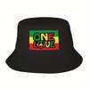 Custom ONE LOVE Reggae Vredessymbool Bucket Hat voor Unisex Dames Print Zomer Reizen Strand Buiten Visserij Pet