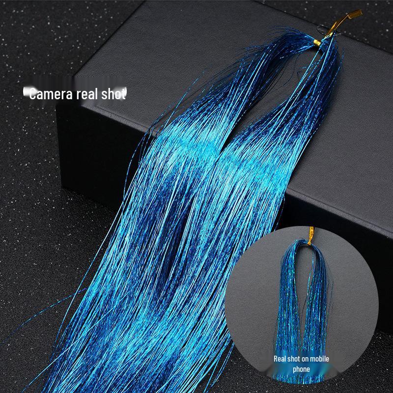 Gold Laser Tinsel Hair Extensions - Shiny Metal Wire, Colorful and Seamless.