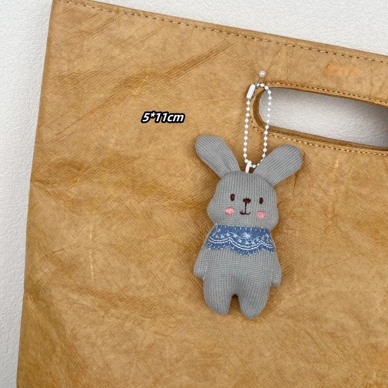 New Cute Headphone Rabbit Keychains Mini Bear Carrots Plush Keyring Cartoon Dog Bee Bag Pendant Charms Backpack