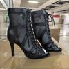 Dames Kant-up Mesh Hoge Hak Jazz Laarzen - Hol Ontwerp en Peep-Toe Dansschoenen, Ook Verkrijgbaar in Grote Maten.