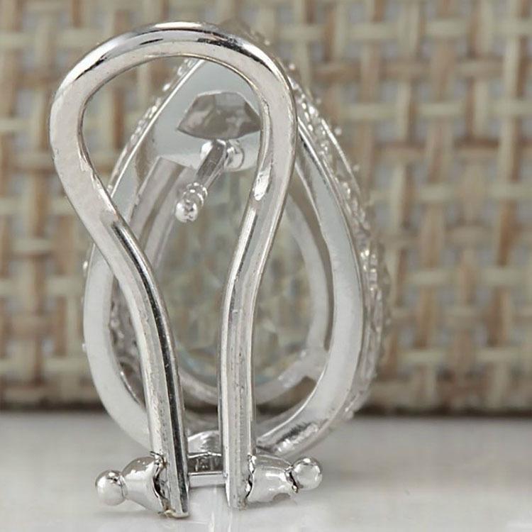 Stylish Light Blue Zircon Inlaid Teardrop Earrings for Women - European & American Fashion