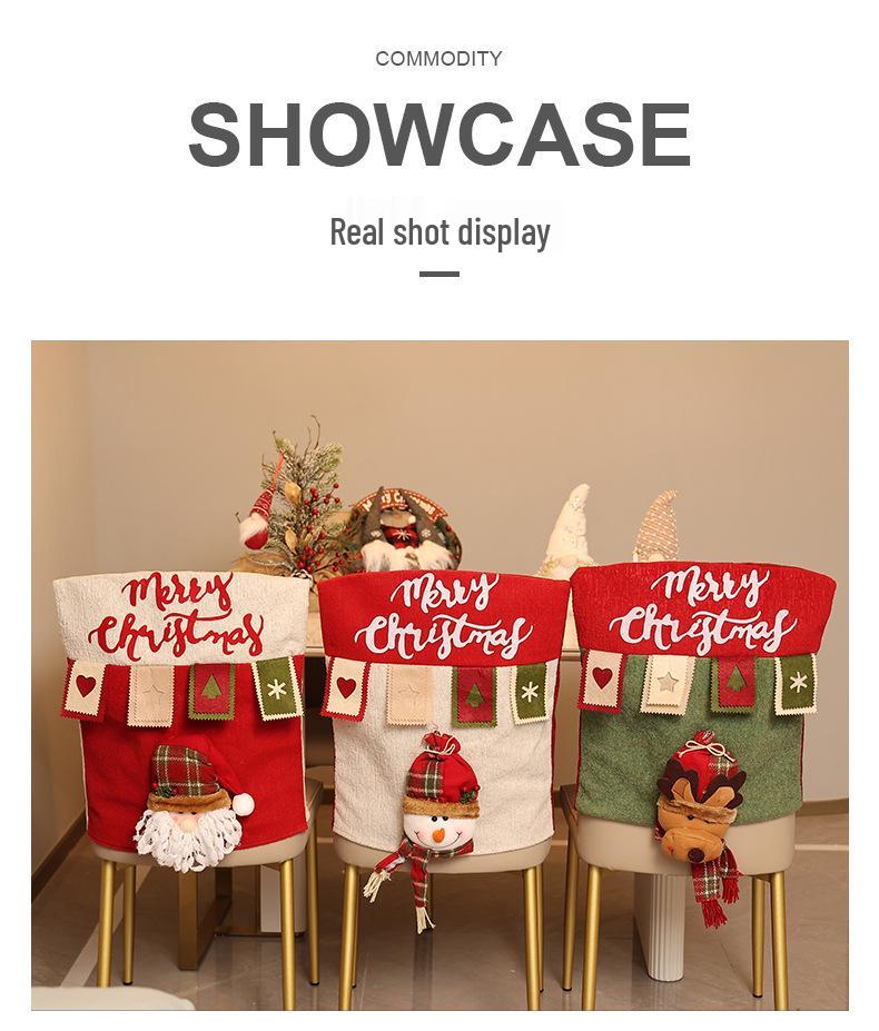 Colorful 3D Cartoon Reindeer Chair and Table Covers - Christmas Kitchen Decorations