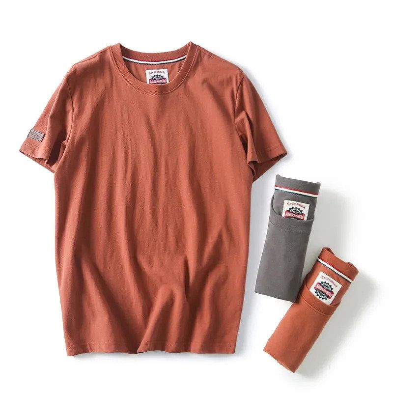 Stylish Full ~ Exported to Japan Cut Label Men's Clothing Export Cotton T-shirt Tail Single round Neck Men's Short-Sleeved T-shirt Tide