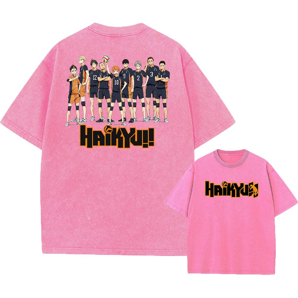 Anime Haikyuu!! Volleyball Hinata Shoyo Graphic Washed T Shirt Men Women Manga Tshirts Casual Loose T-shirt Harajuku Cotton Tops