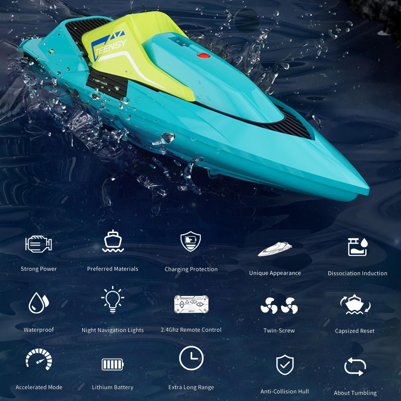 

4DRC S5 Remote Control Boat 2.4GHz Remote Control Ship Double Propeller Motor Power Stunt Roll Capsizing Reset