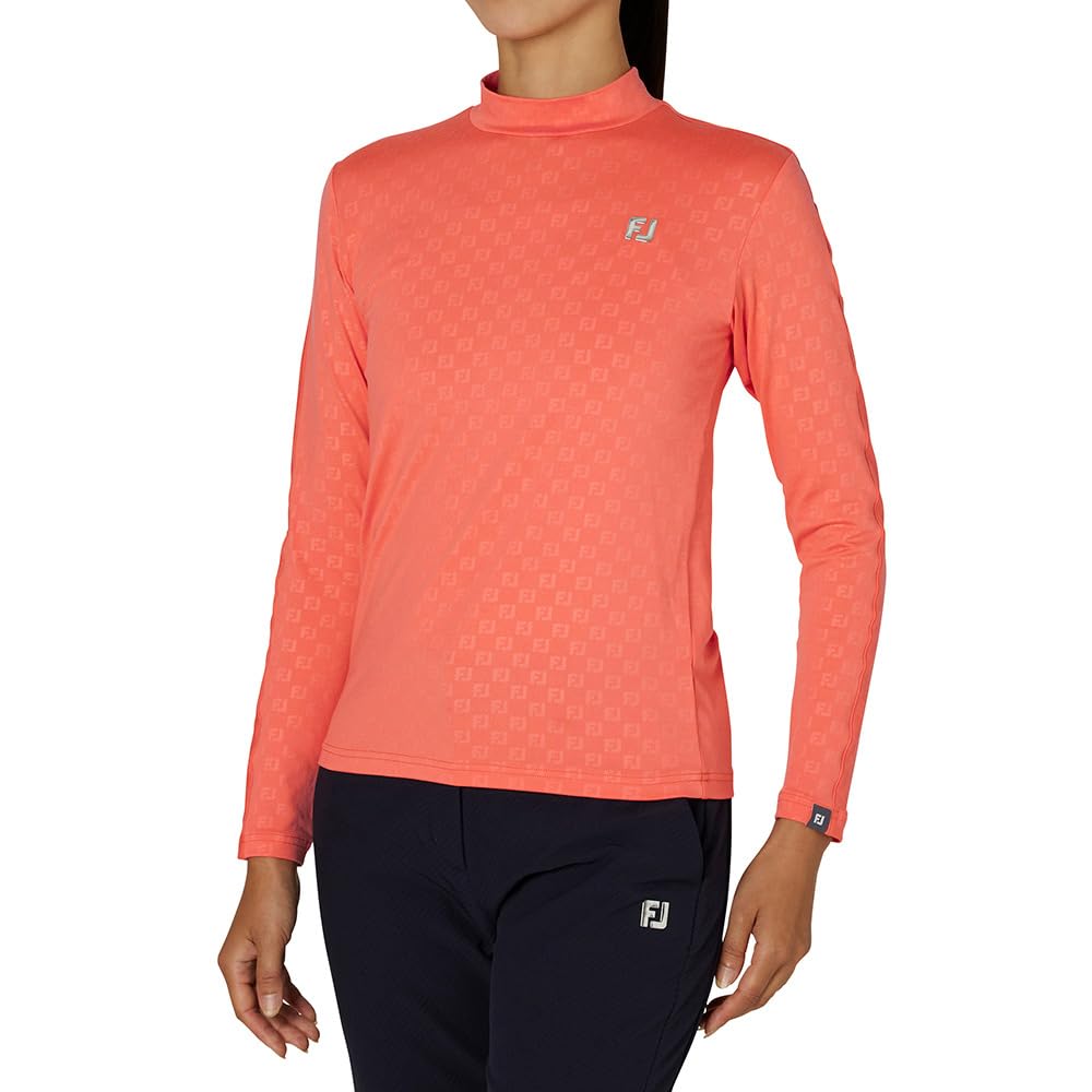 

FootJoy Women s Brushed FJ Embossed Print Long Sleeve Mock Neck Shirt in Sugar Coral, Size L (FJW-F24-S06, 32285-L)