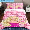 Pink Barbie Fantasy World Printed 3PCS Bedding Set, Includes A Duvet Cover and Two Pillowcases for Bedroom, Suitable for All Seasons Fan Gifts