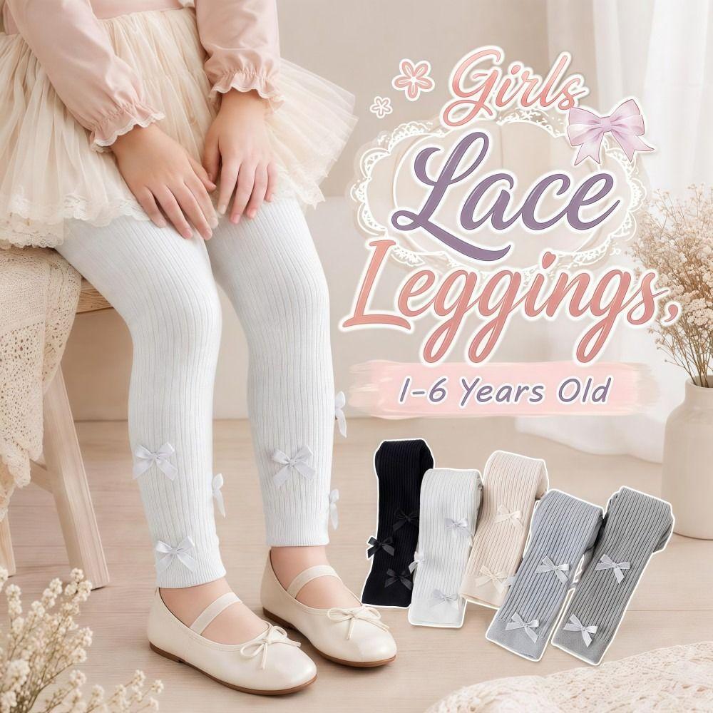 Skin-Friendly Kids Ribbed Tights Slim-Fit Children Ankle Pants  Girls 1-6 Years Old