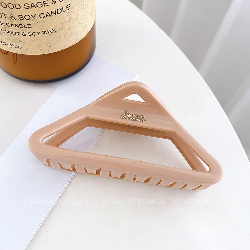 

France Gold Elegant Label Triangle Hair Claw Clip For Women In Pure White Color Pink Purple 9.6cm