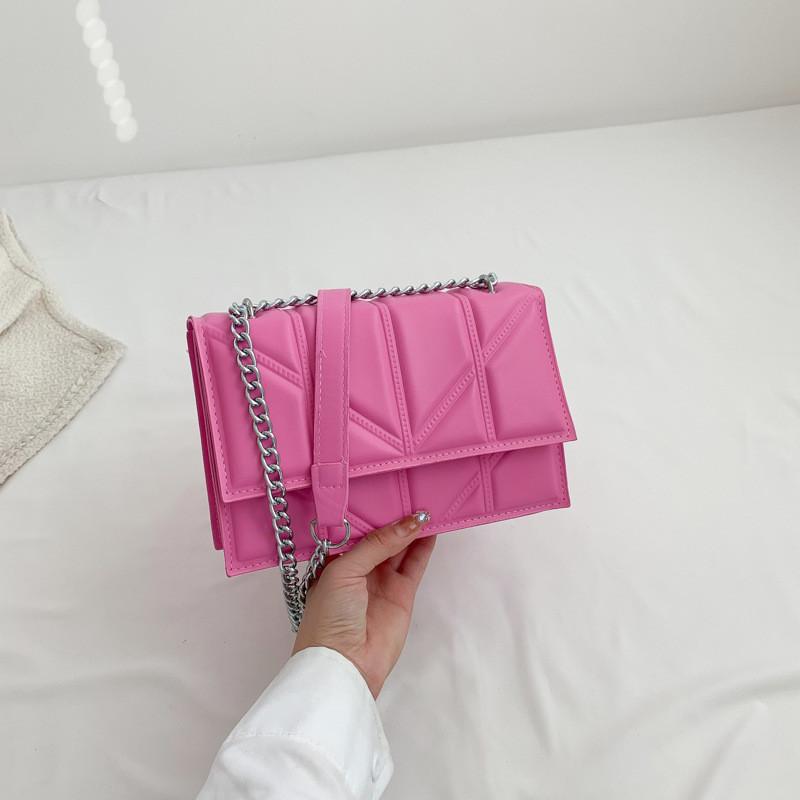 Stylish Pu Material Women's Chain Shoulder Bag Trendy Small Square Purse For Daily Use