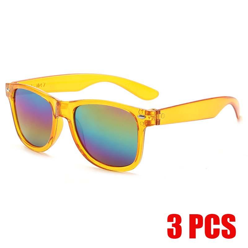 3PCS/pack Transparent Square Sunglasses for Kids Mirror Lens Eyewear Summer Beach Outdoor UV Protection Sun Shades Eyeglasses