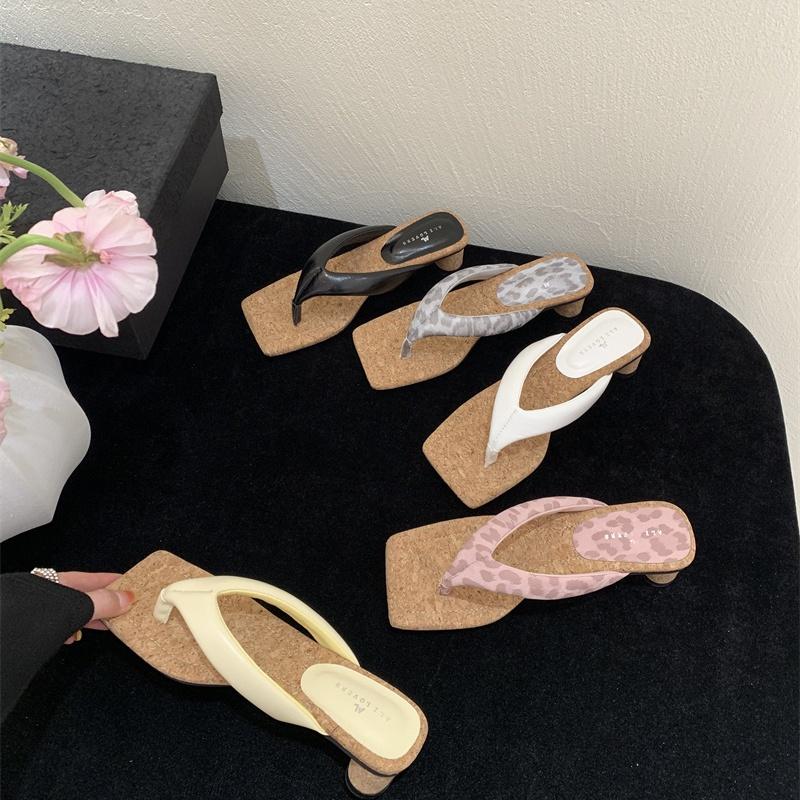 Fashion Bailamos Summer Brand New Women Slipper Low Heel Flip Flops Slip On Beach Slides Square To Dress Shoes Soft Sandals Mujer