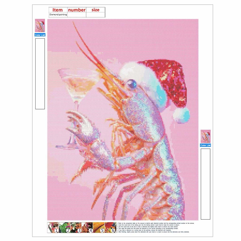 Lobster DIY Diamond Art Painting Kit with Shiny Resin Diamonds for Adults Relaxing Craft Wall Decor and Handmade Gift Idea Set Decor