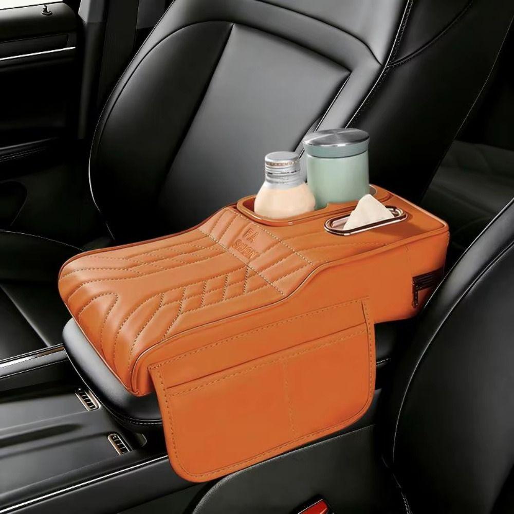 Height Increase Center Console Pad PU Leather Vehicle Armrest Cushion Auto Armrest Cover Mat SUV