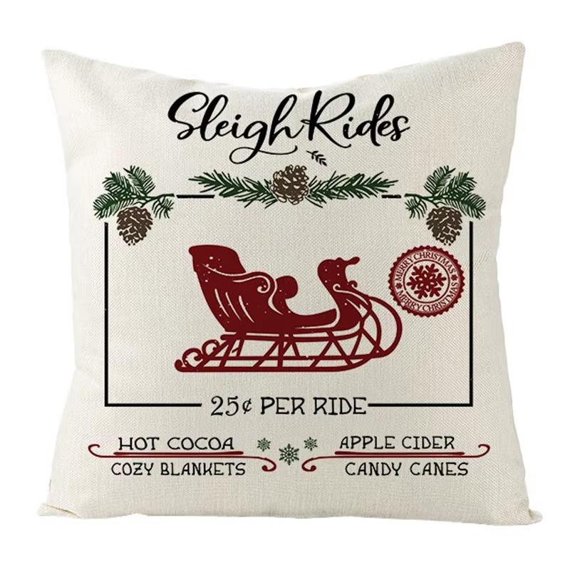 Christmas Pattern Linen Square Throw Pillow Case Sofa Decorative Cushion Cover Pillow Cover Fundas De Cojin 45X45Cm