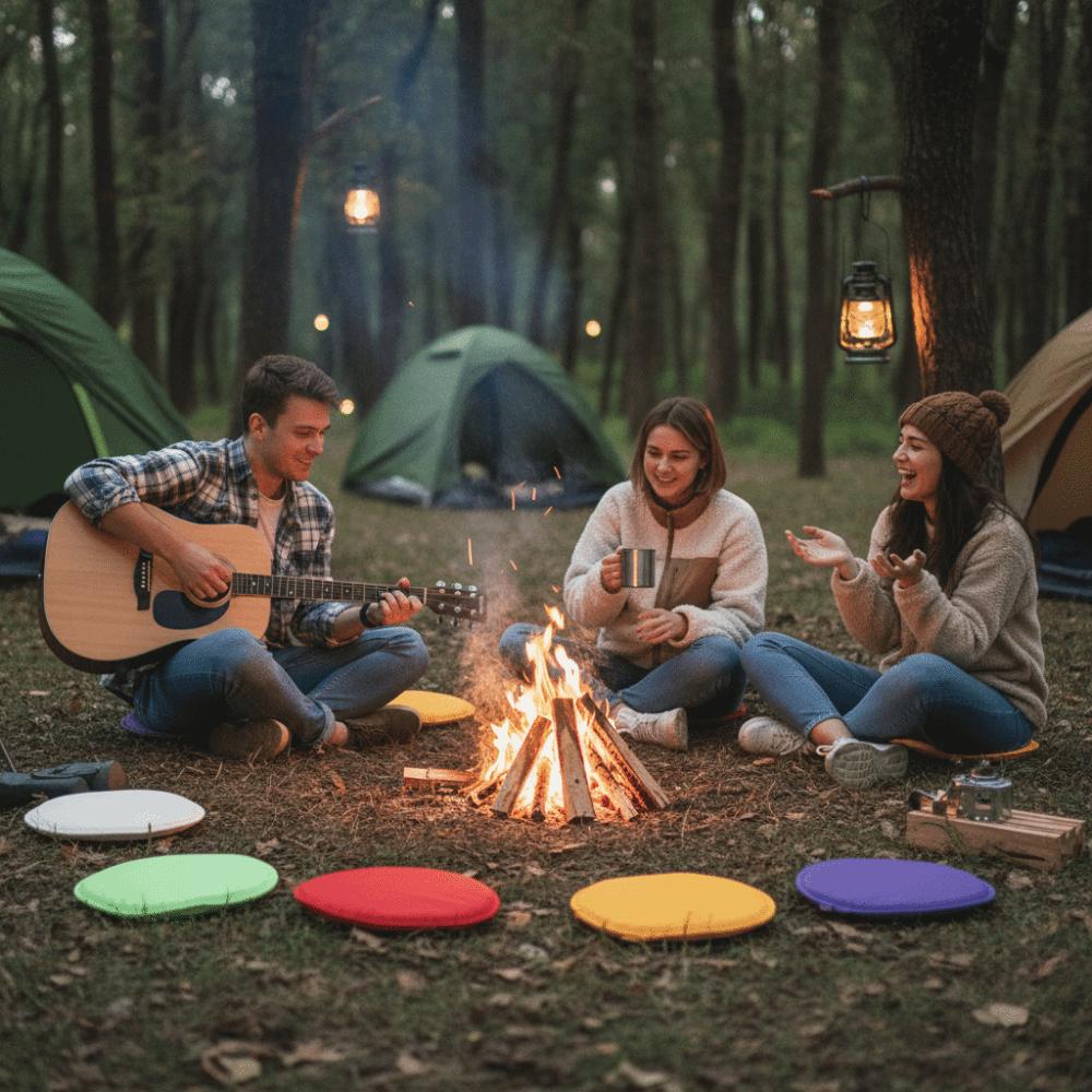 Candy Color Seat Cushion Simple Fabric Sponge Cushion Round Chair Cushion  Outdoor Picnic