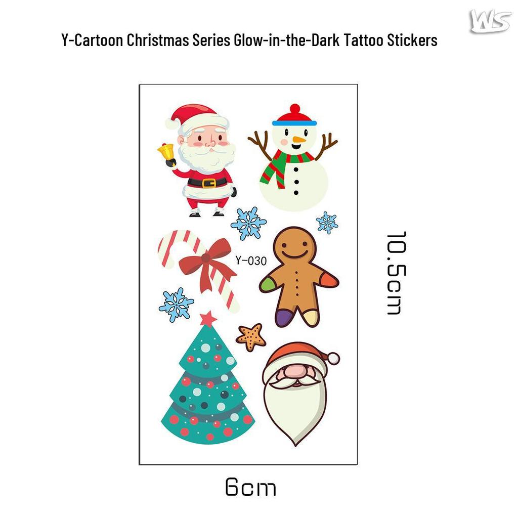 Creative Luminous Christmas & New Year Tattoo Stickers for Kids - Snowflake & Santa Designs