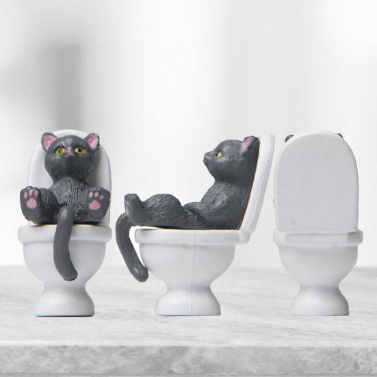 Mini Katzenmodell Hohe Simulation Lebhafter Ausdruck Dekorationszubehör Toilette Miniatur Katze Tiermodell Spielzeug für Kinder