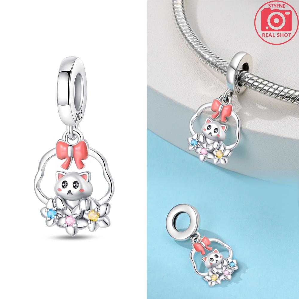 Classic Charms Original Copper Yellow Heart Moon Zircon Cat Beads Fit Bracelet Women Jewelry Diy Fine Gifts Accessories