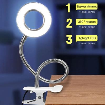 Yousheng Reading Light Eye Protection Energy Saving USB Powered Clip On LED Desk Lamp Selfie Fill Light for Bed Headboard