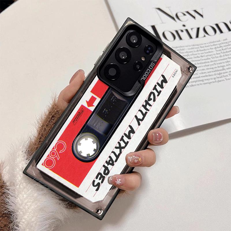 Vintage 90S Cassette Tape Pattern Soft Phone Case for Samsung Galaxy S24 S25 FE S26 Edge S23 Ultra S22 Plus S21 + Shockproof Cov