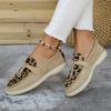 Fashion Trend Splicing Flat Shoes 2024 New Leopard Print Color Splicing Casual Versatile Breathable Sleeve Flat Shoes Zapatos De Mujer