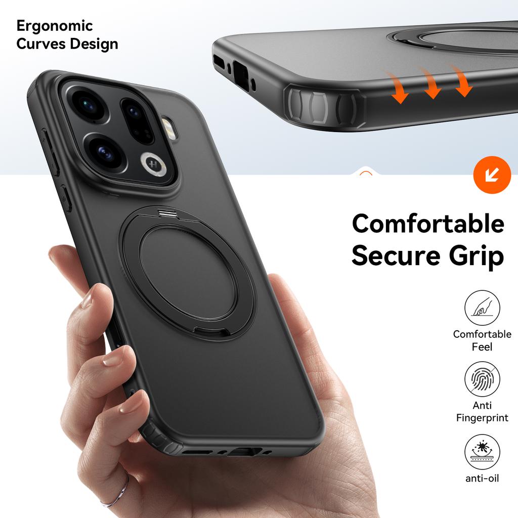 360° Rotating Magnetic Metal Stand Phone Case For OPPO Find X9 Pro X9s X9Ultra Translucent Frosted Shockproof Cover Coque Fundas