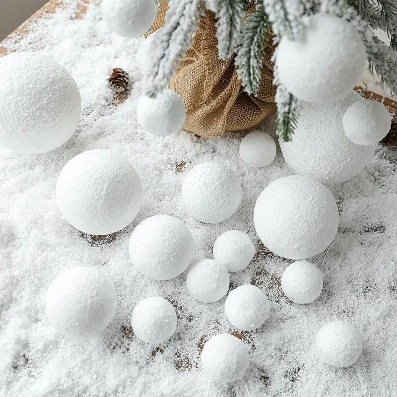 Reusable White Foam Christmas Balls 4CM 8CM Xmas Tree Snowball DIY Festival Decor for Home Restaurant Porch Celebration