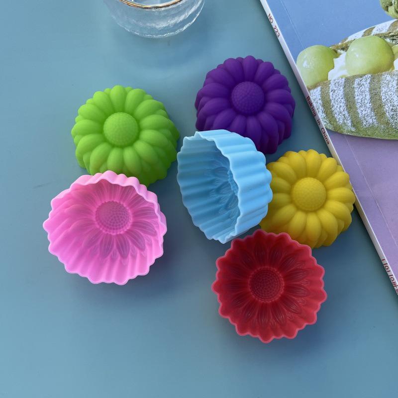 Colorful Silicone Rose Baking Molds - 5CM Cake & Muffin Cups, Pudding, Jelly, and Soap Molds