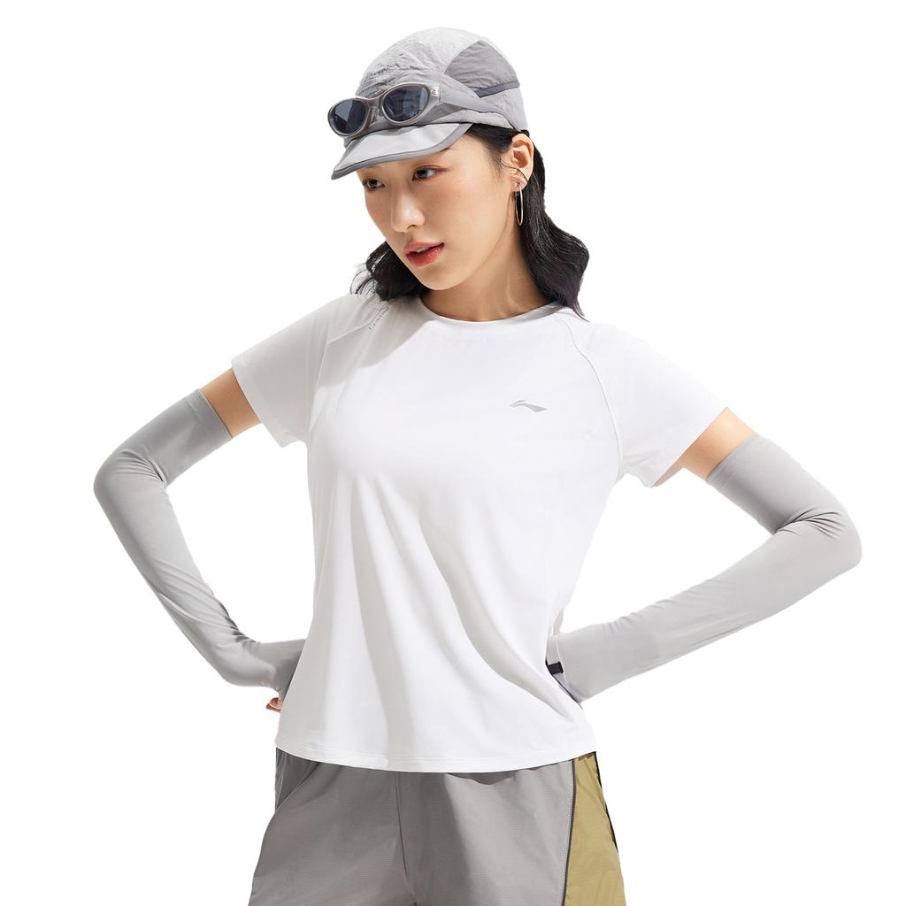 Li Ning Herbal Tea T-Shirt Comfortable Casual Simple Versatile Round Neck Pullover Short Sleeve Women T-Shirts Standard-White ATSV594-3