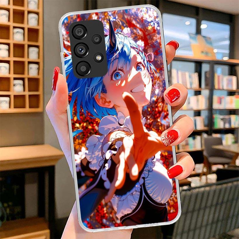 

R-Rem Re Zero Anime Phone Case For Samsung Galaxy A12 A22 A32 A52 A72 A02S Phone Case Note 20 Ultra 10 S10 Plus A51 A71 A50S A20 Samsung S10