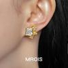 Blinking Original 18K Gold Geometric Zircon Flower Stud Earrings – Elegant Floral Cluster Design for Women.