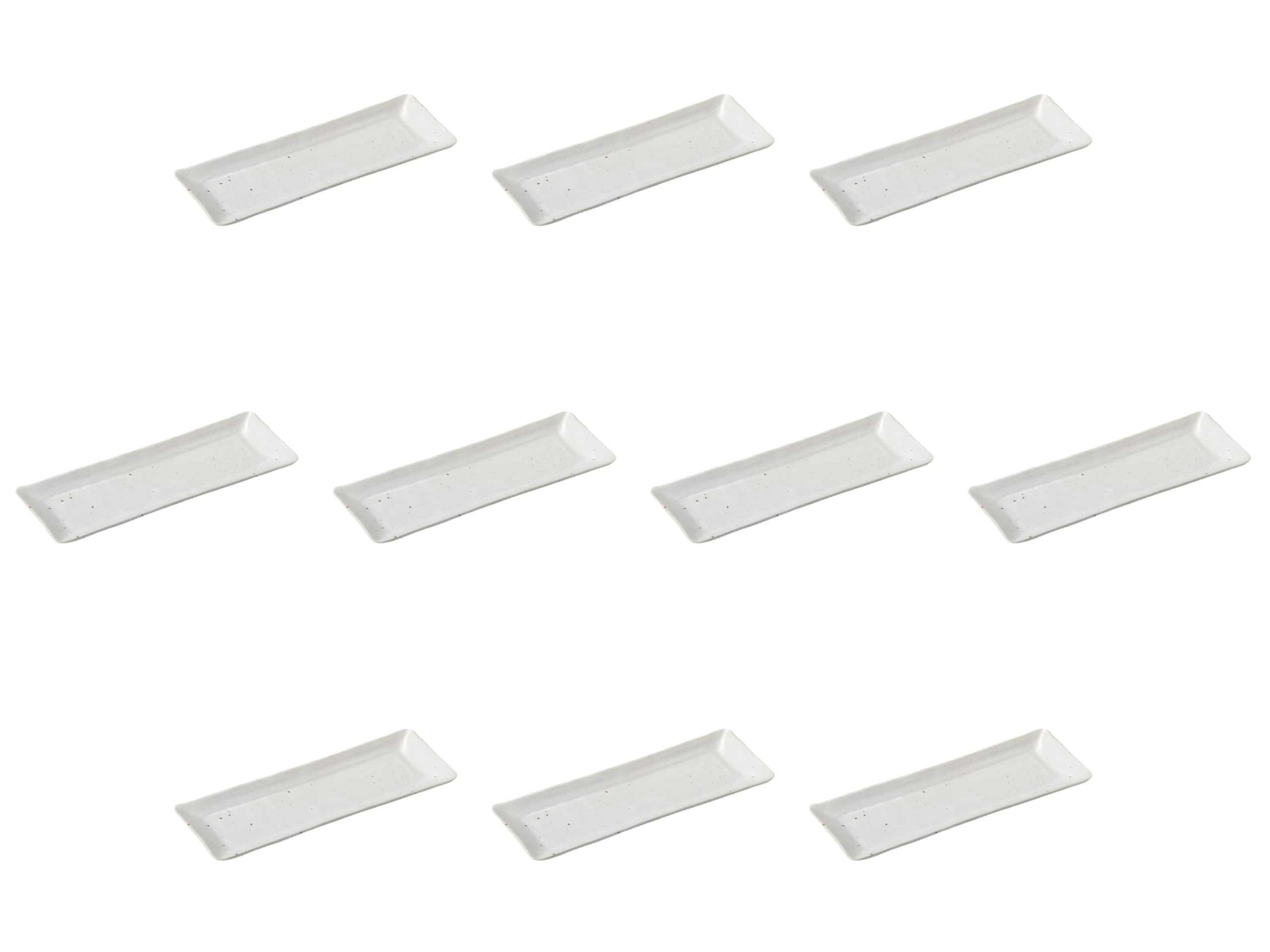 

Set of 10 White Powdered Long Square Plates x x 2 Narrow Plates Setomonohonpo [27.7 10.2 cm] (Medium)