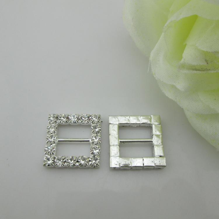 10pcs Square Rhinestone Buckle Gift Box Invitation Card Decoration Accessories Ribbon Bow Ribbon Slider Buckle