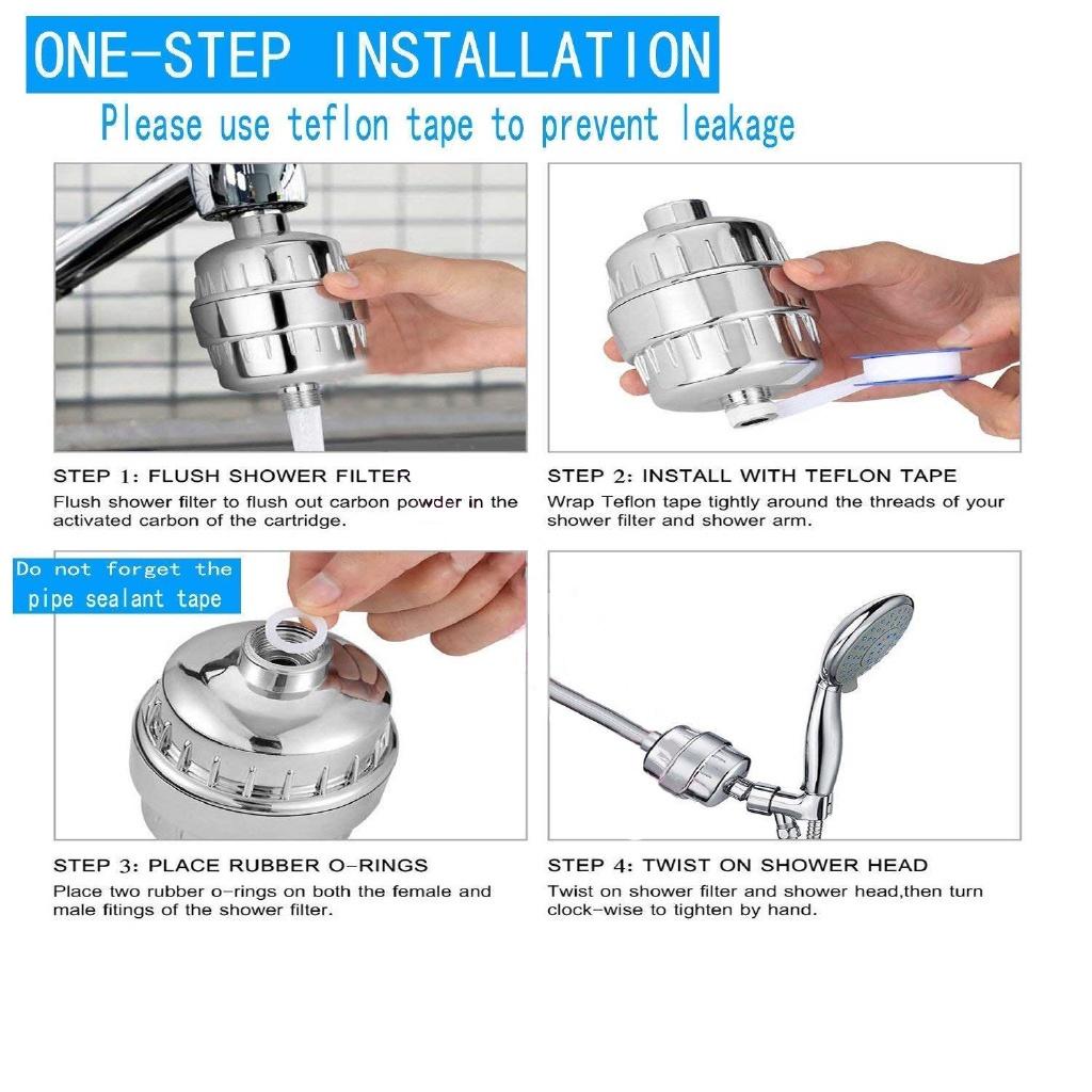 1/2'' Water Treatment Softener Chlorine Removal 15 Stage Bath Water Purifier Bathroom Shower Filter NEW